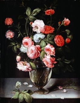 Brueghel Ambrosius - Rosen und Nelken in einer Vase 
