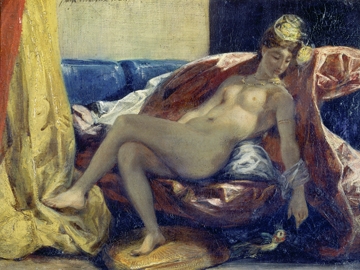 Delacroix Eugene - Nackte Frau einen Papagei... 