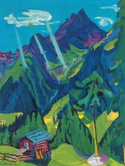 Kirchner Ernst Ludwig - Bündner Landschaft mit Sonnenstr 