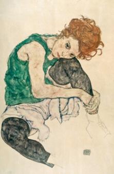 Schiele Egon - Sitzende Frau mit hochgezogenen 