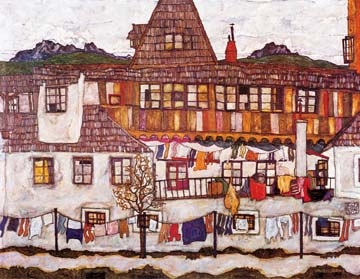 Schiele Egon - Häuser mit trockener Wäsche 