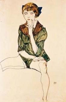 Schiele Egon - Mädchen mit grünem Hemd 