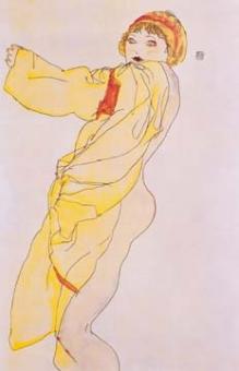 Schiele Egon - Frau mit Kleid 