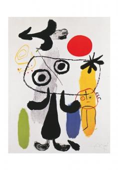 Miro Joan - Figur gegen rote Sonne II 