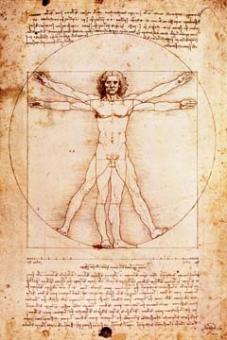 Da Vinci Leonardo - Proportionszeichnung nach Vitruv 
