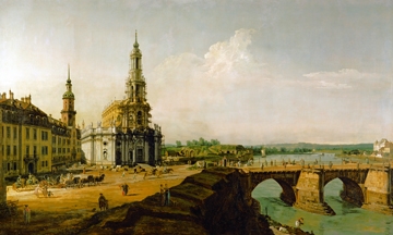 Canaletto  - Dresden, Blick vom Elbe-Ufer 