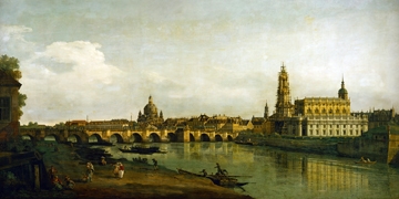 Canaletto  - Dresden, Blick vom Elbe-Ufer... 