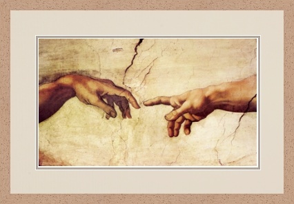 Michelangelo - Die Erschaffung Adams framed_1091970944 