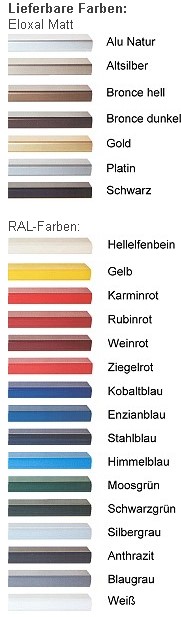 DEHA-Wechselrahmen Farbübersicht Profil 3