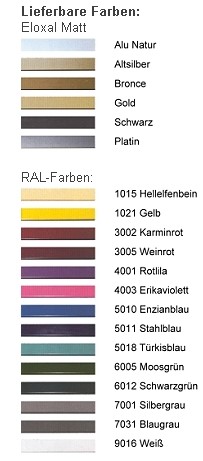 DEHA-Wechselrahmen Farbübersicht Profil 5